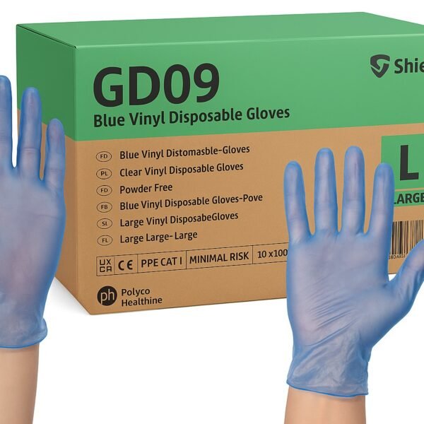 Blue vinyl powder free disposable gloves- case of 1000