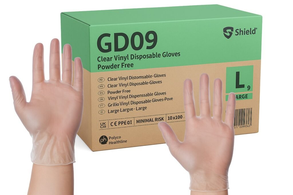 Clear vinyl powder free disposable gloves- case of 1000