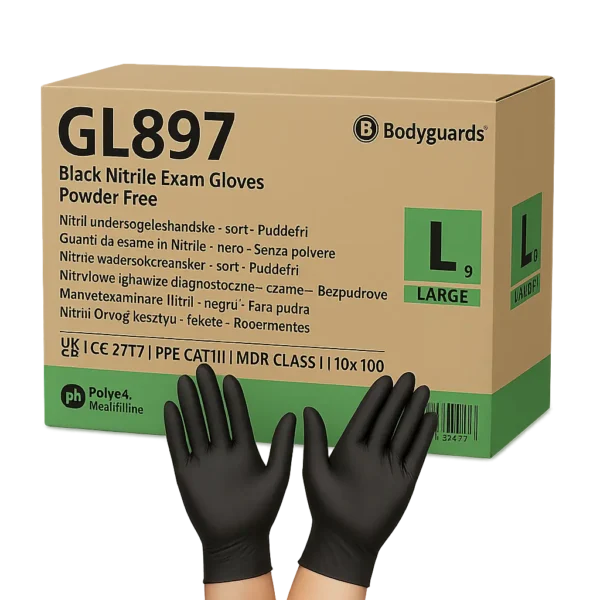 Black Nitrile Medical Grade Disposable Gloves- Case of 1000